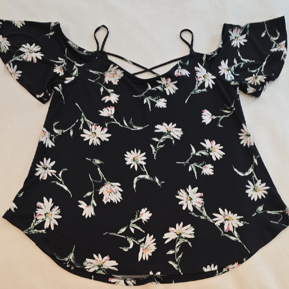Kaileigh Black Blouse with Floral Design